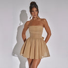 Tube Top Lace Dress With Back Bow-knot Gold