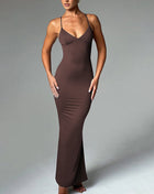 SS Shoulder Strap Dress Brown