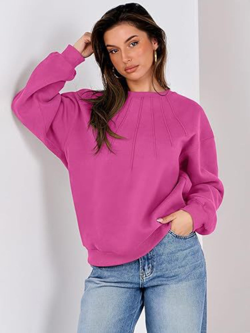 Loose Casual Women's Sweatshirt Rose Red