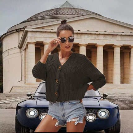 Autumn And Winter Button Sweaters Black