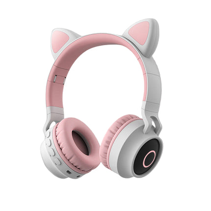 LED Light Cat Ear Headphones Wireless Headset Kids Headphone Gray pink