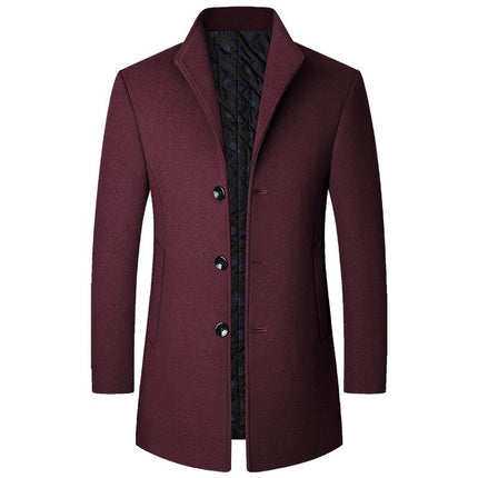 Autumn And Winter Casual Woollen Coat Men Wine red