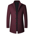Autumn And Winter Casual Woollen Coat Men Wine red