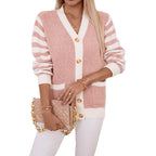 Women's Striped Loose Button Sweater