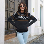 Halloween Cartoon Ghost Polka Dot Pullover Sweater Skull Black