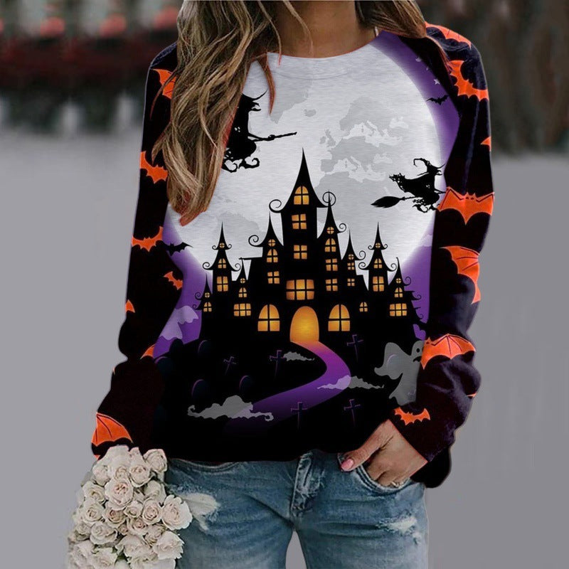 Halloween Cartoon Print Sweatshirt Style3