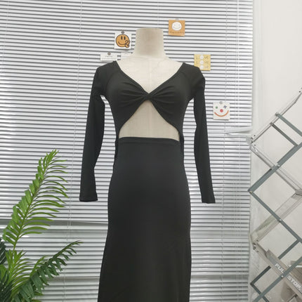 Elegant Slim Fit Hollow Backless Two-way Wear Dress Black