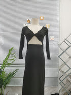 Elegant Slim Fit Hollow Backless Two-way Wear Dress Black
