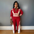 Women's Turtleneck Zipper Two-piece Red