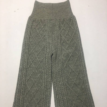 Wool High-waisted Knitted Pants Shorts Army green One size
