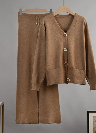 SS Cardigan Sweater Suit Coffee One size