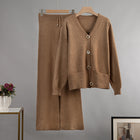 Cardigan Sweater Suit Coffee One size