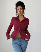 SS Cardigan Shirt Wine red