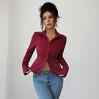 SS Cardigan Shirt Wine red