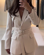 SS Elegant Blazer & Pants Set Beige