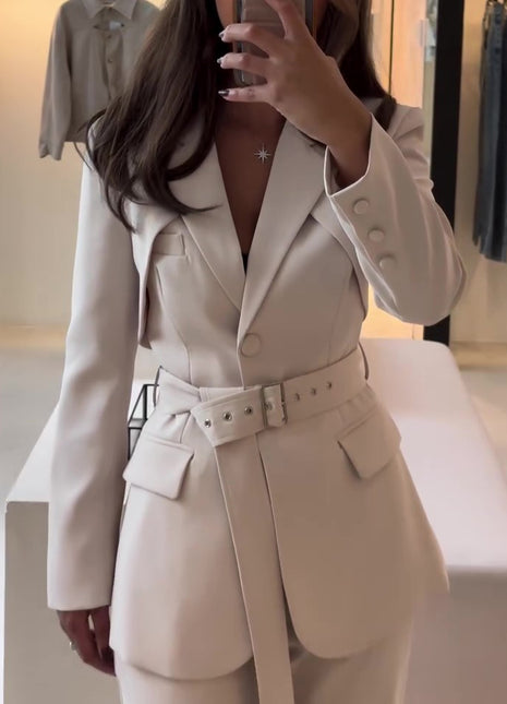 SS Elegant Blazer & Pants Set Beige