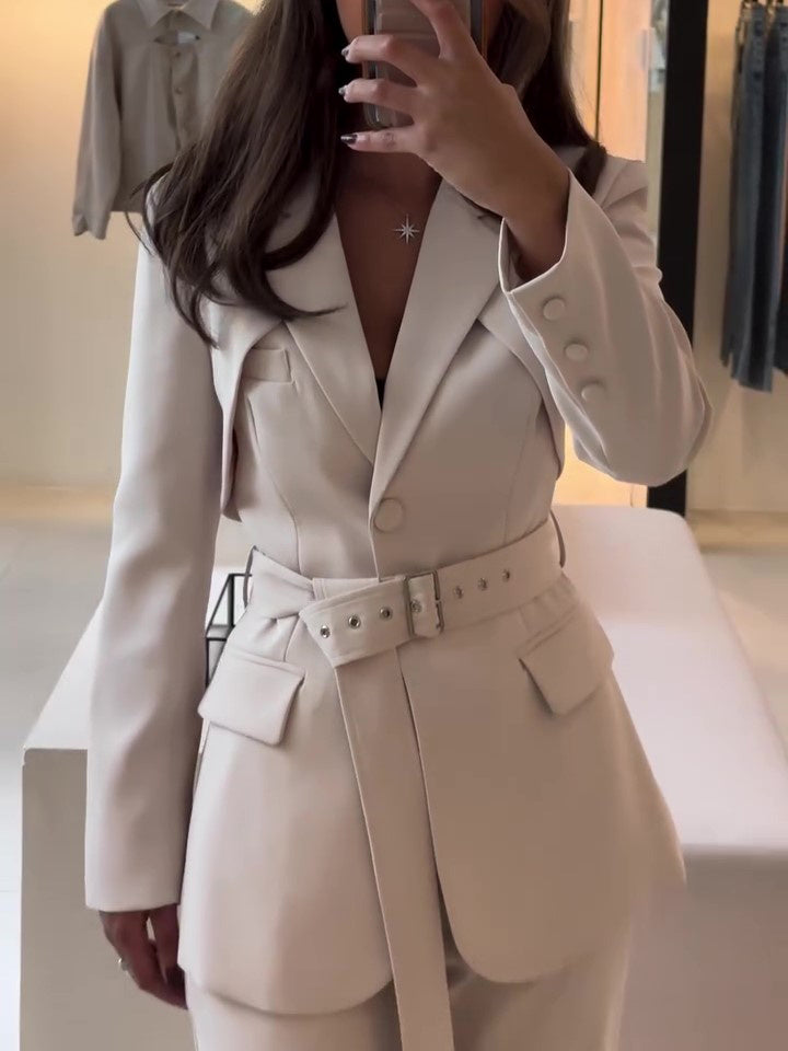 SS Elegant Blazer & Pants Set Beige