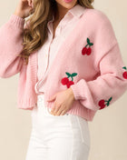 SS Cherry Cardigan Pink
