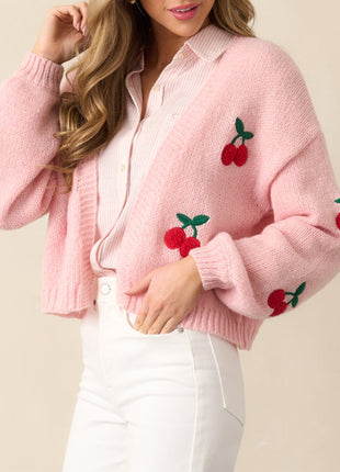 SS Cherry Cardigan Pink