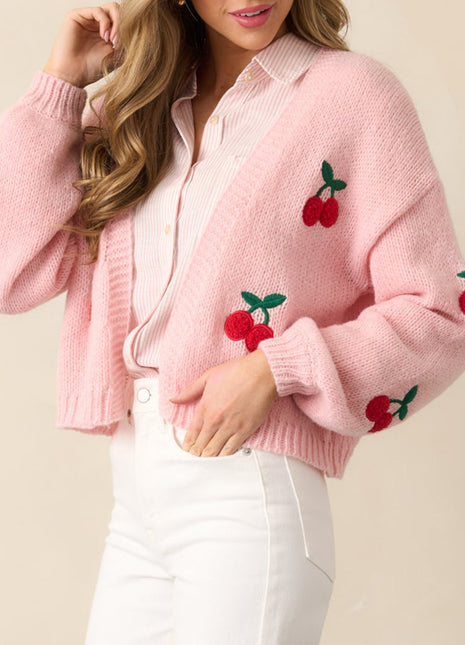 SS Cherry Cardigan Pink