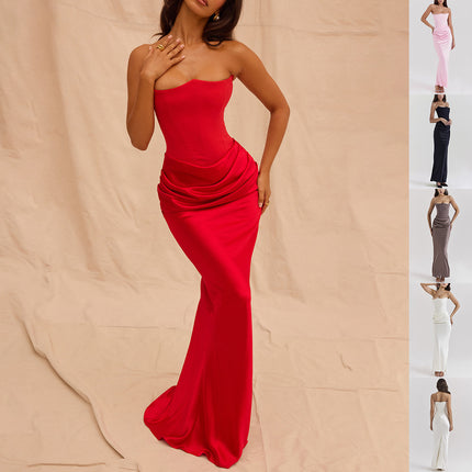 Women's Bandeau Backless Party Evening Dress