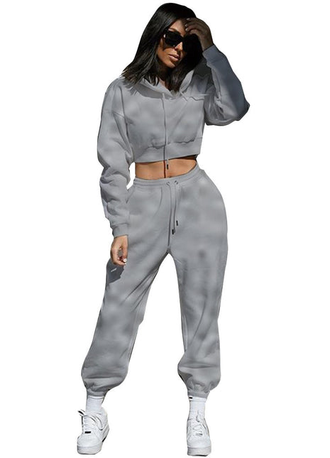 Women's Sports And Leisure Two-piece Set Gray