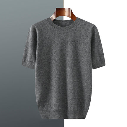 Men's Knitted Sweater With Short Sleeve Grey