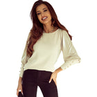 Stitching Long-sleeved Top Women's Khaki