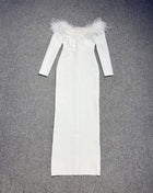 SS Fur Collar Dress White