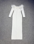 Women's Fur Collar One-piece Dress White