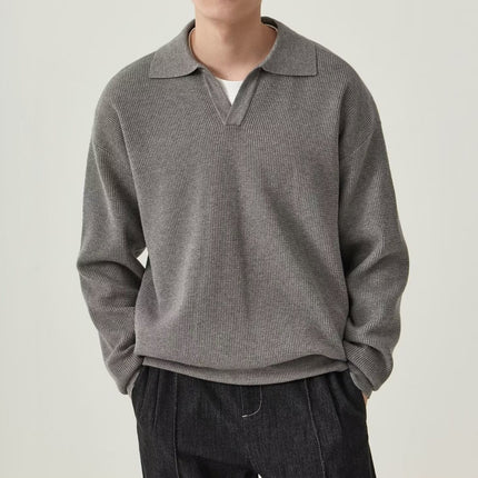 Men's Loose Long Sleeves Sweater Gray