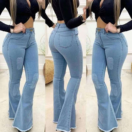 Women Fashion Elastic Ladies Jeans Pants dark blue