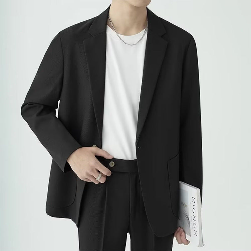 Men Loose Drooping Style Suit Set Black S