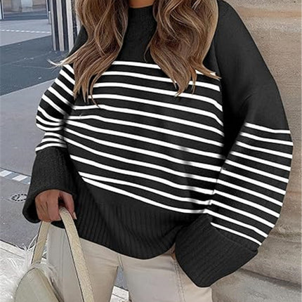 Women's Oversized Plush Knitted Thick Thermal Sweater Black