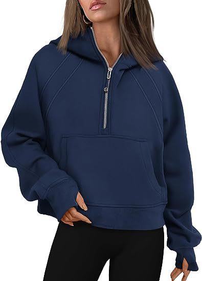 Women’s Zipper Hoodies Sweatshirt Navy Blue