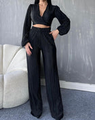 SS Top And Pants Suit Black