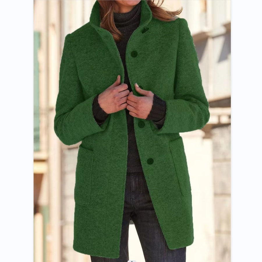 Women’s Winter Casual Button Outwear Coat Green
