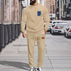 Men's Sport Suit Color Matching Sweater Two-piece X Khaki H