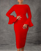 SS Sheath Bell Dress Red