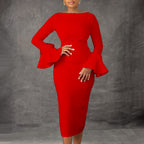 SS Sheath Bell Dress Red