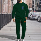 Men's Sport Suit Color Matching Sweater Two-piece X Dark Green