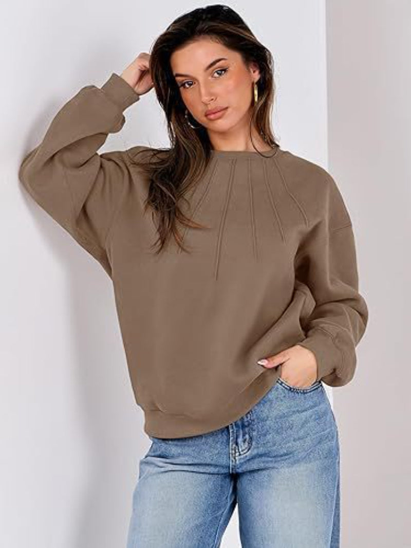 Loose Casual Women's Sweatshirt Brown
