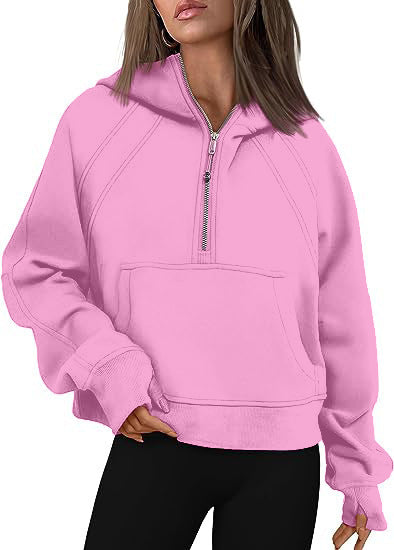 Women’s Zipper Hoodies Sweatshirt Pink