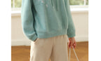 Green Hooded Sherry Embroidered Soft And Sticky For Women