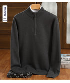 Men's Half Zipper Worsted Wool Sweater Graphite Gray