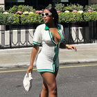 New Polo Collar Contrast Dress White