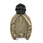 Men's Retro Contrast Color Hoodie Khaki