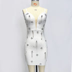 Female White Bandage One-piece Dress