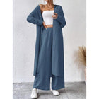 women's Long Shirt Wide Leg Pants Two-piece Set Peacock Blue