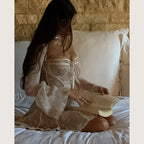 Lace Square Collar Bell-bottom Dress